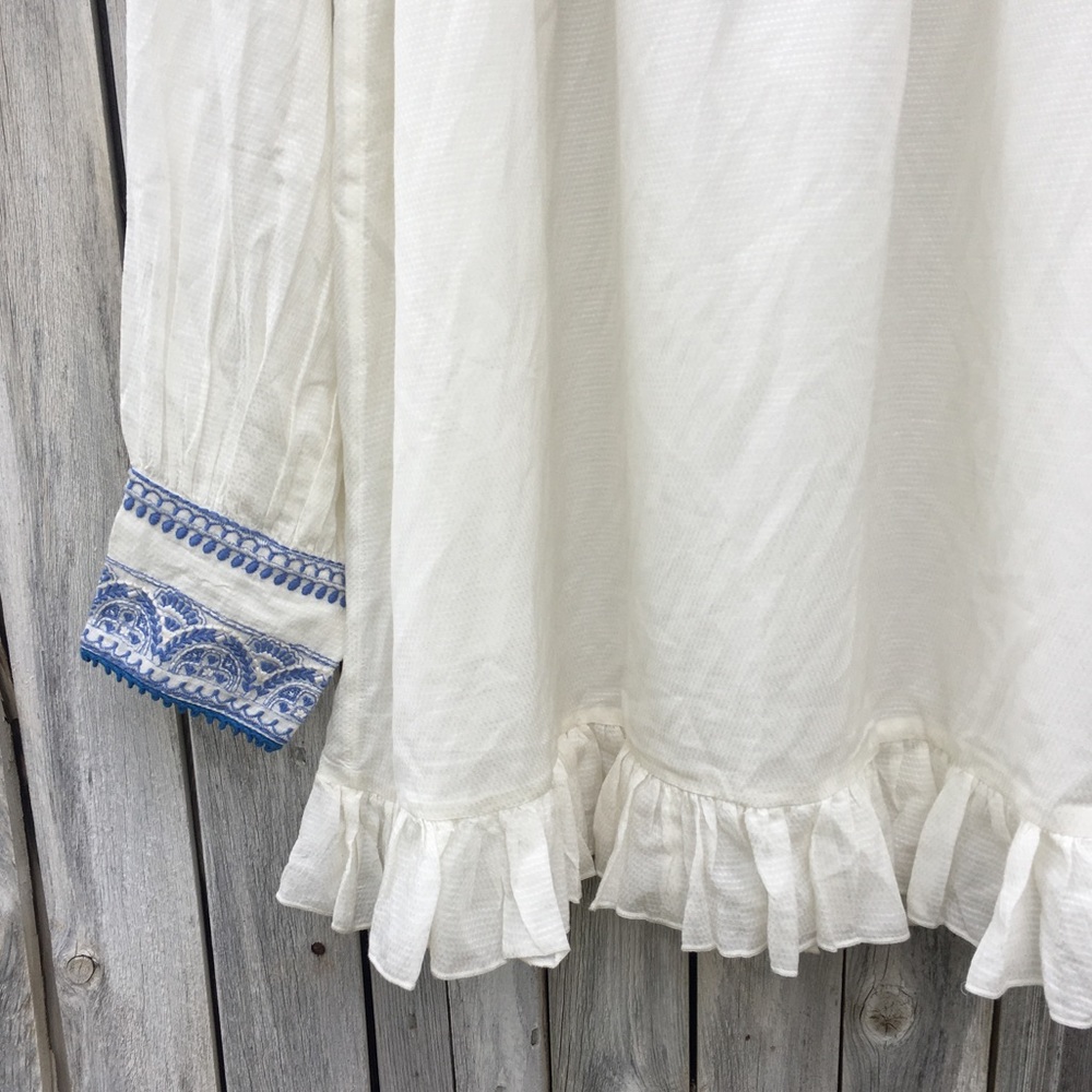 NWT Free People Erin Embroidered Mini Dress Cotton Viscose Ivory Combo L - Picture 8 of 16
